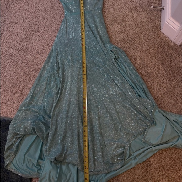 B Darlin Aqua Glitter Formal Gown | Holiday Party • Prom Winter Wedding Size 1/2 - Picture 7 of 12